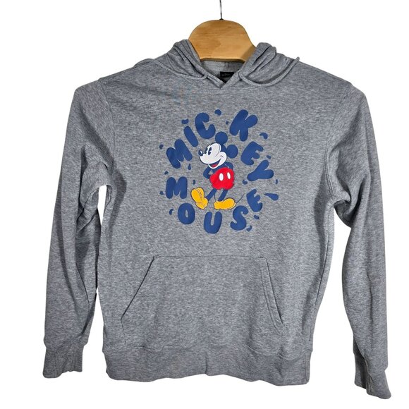 Disney Mickey Mouse Hooded Sweatshirt Medium Unisex Gray Long Sleeve‎ Hoodie - Picture 1 of 5